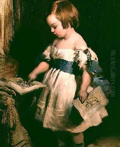 Child with a drawing Oil Painting by Sir Edwin Henry Landseer