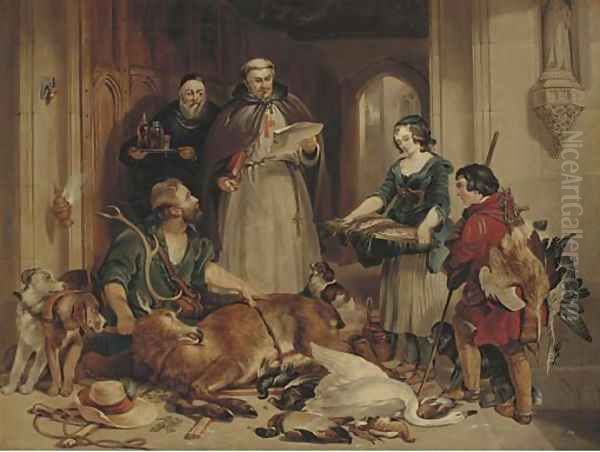 Scene in the olden time at Bolton Abbey 2 Oil Painting by Sir Edwin Henry Landseer