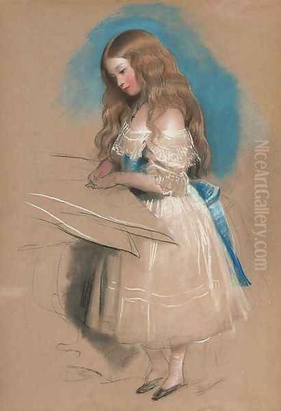 Study of The Lady Evelyn Stanhope Oil Painting by Sir Edwin Henry Landseer