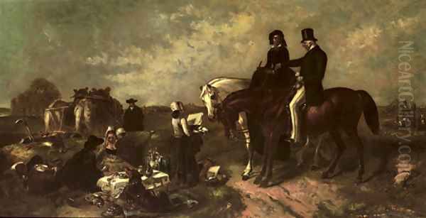 The young Queen Victoria on horseback with the duke of Wellington Oil Painting by Sir Edwin Henry Landseer