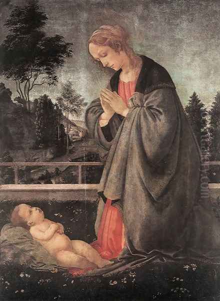 Adoration of the Child c. 1483 Oil Painting by Filippino Lippi