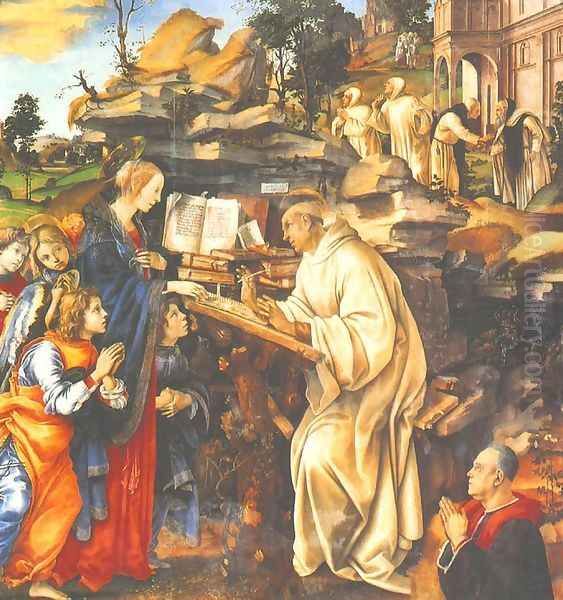 Apparition of the Virgin to St. Bernard (Apparizione della Madonna a san Bernardo) Oil Painting by Filippino Lippi