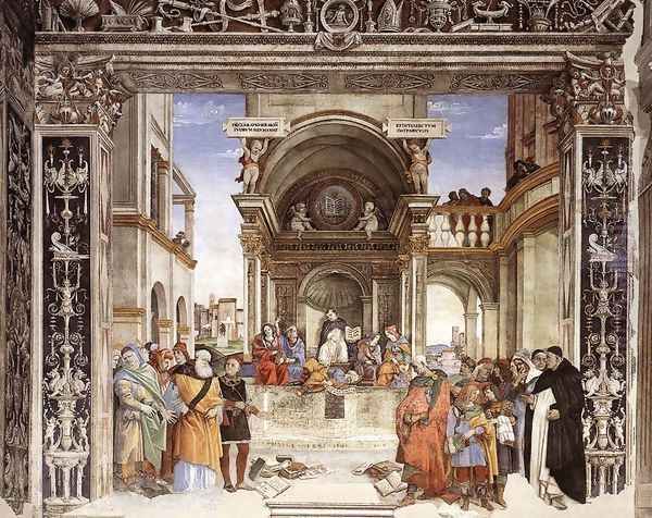 Triumph of St Thomas Aquinas over the Heretics 1489-91 Oil Painting by Filippino Lippi