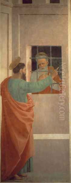 St Paul Visits St Peter in Prison 1481-82 Oil Painting by Filippino Lippi