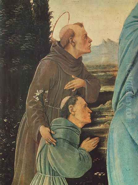 Madonna with Child, St Anthony of Padua and a Friar (detail) before 1480 Oil Painting by Filippino Lippi