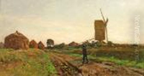 Retour Des Champs Pres Du Moulin Oil Painting by Pierre-Emmanuel Damoye