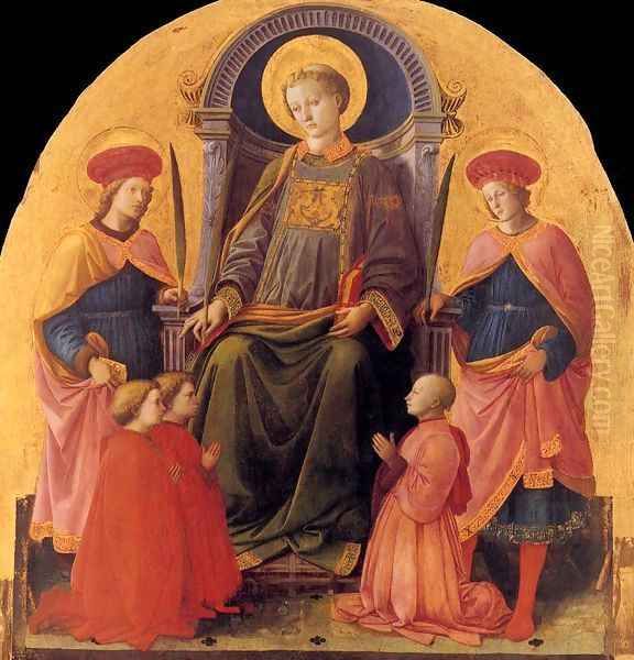 St Lawrence Enthroned with Saints and Donors Oil Painting by Filippino Lippi