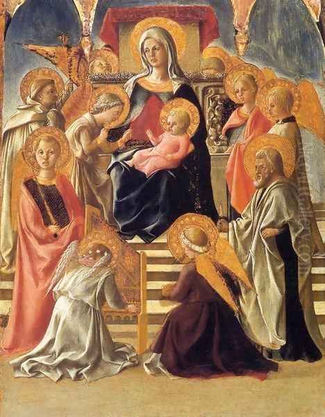 Madonna and Child Enthroned with Saints Oil Painting by Filippino Lippi