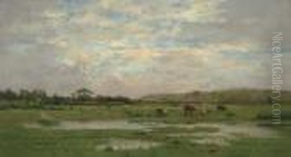 Prairies Inondees, Pas De Calais Oil Painting by Pierre-Emmanuel Damoye