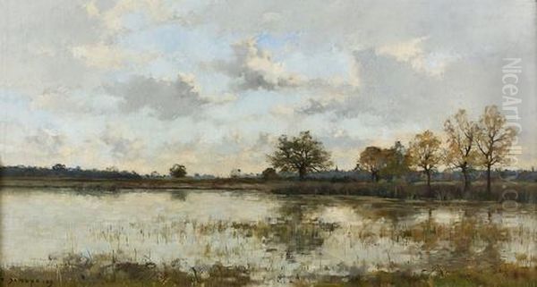 Landschaft Mit See. Oil Painting by Pierre-Emmanuel Damoye