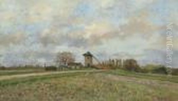 Paysage Au Moulin Oil Painting by Pierre-Emmanuel Damoye