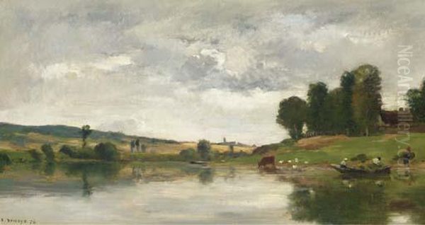 Bords De Riviere Oil Painting by Pierre-Emmanuel Damoye