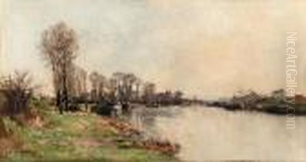 Bord De La Riviere Oil Painting by Pierre-Emmanuel Damoye