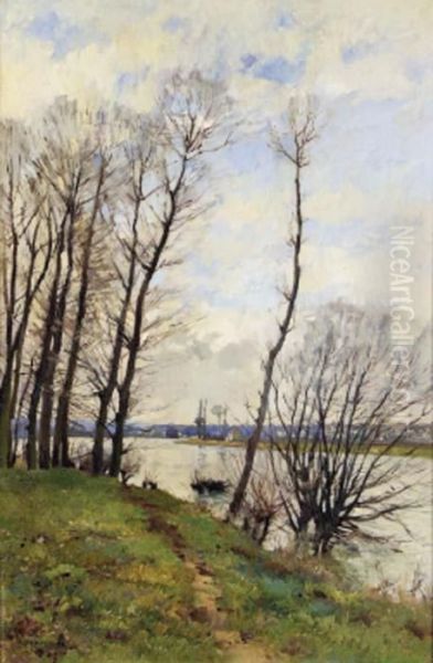 Au Bord De La Riviere Oil Painting by Pierre-Emmanuel Damoye