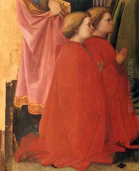 St Lawrence Enthroned with Saints and Donors (detail) Oil Painting by Filippino Lippi