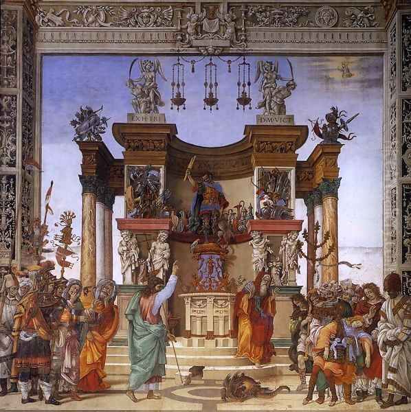 St Philip Driving the Dragon from the Temple of Hieropolis Oil Painting by Filippino Lippi