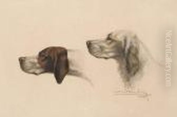 pointer Et Setter Anglais Oil Painting by Leon Danchin