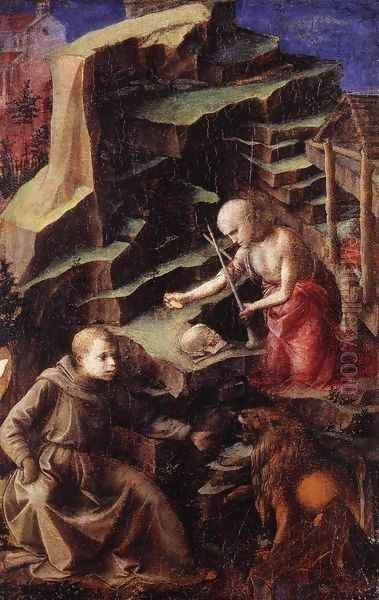 The Penitent St Jerome with a Young Monk Oil Painting by Filippino Lippi