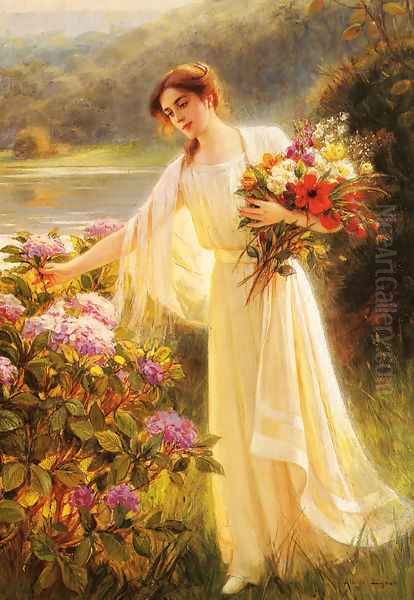 Gathering Flowers Oil Painting by Albert Lynch