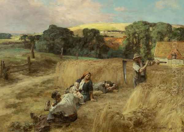 A Rest from the Harvest Oil Painting by Leon Augustin Lhermitte