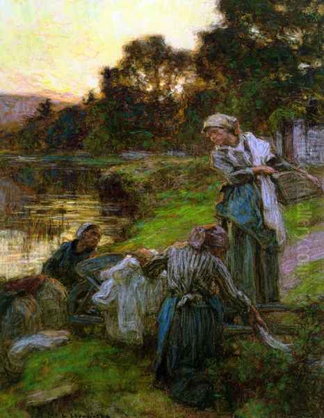 Laveuses le soir Oil Painting by Leon Augustin Lhermitte