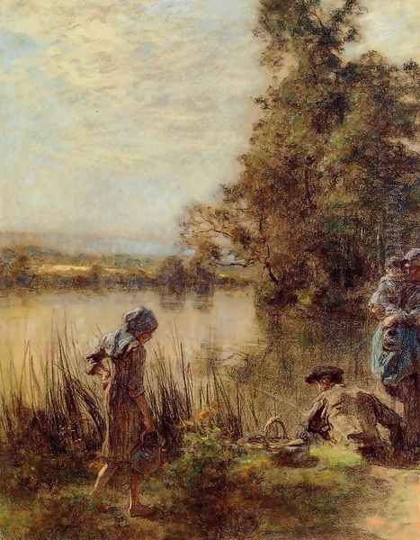 Fisherman and His Family Oil Painting by Leon Augustin Lhermitte