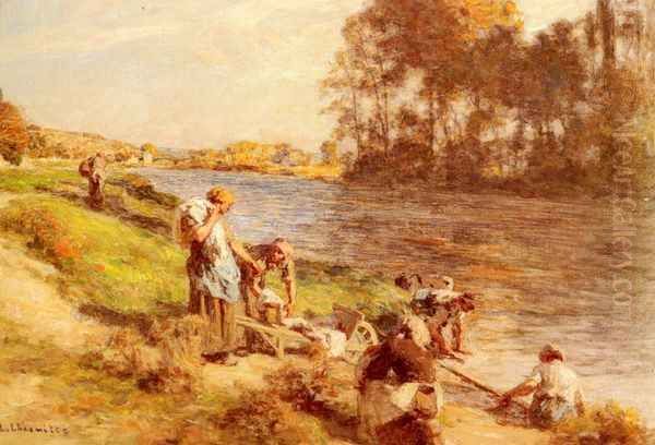 Laveuses au bord de la Marne (Washerwomen by the Banks of the Marne) Oil Painting by Leon Augustin Lhermitte