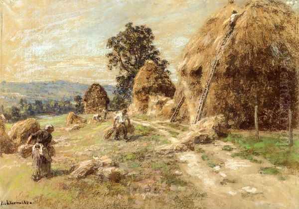 Haystacks Oil Painting by Leon Augustin Lhermitte