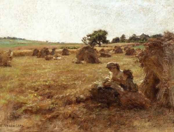 Harvest, Mother Breastfeeding, Three Figures Oil Painting by Leon Augustin Lhermitte