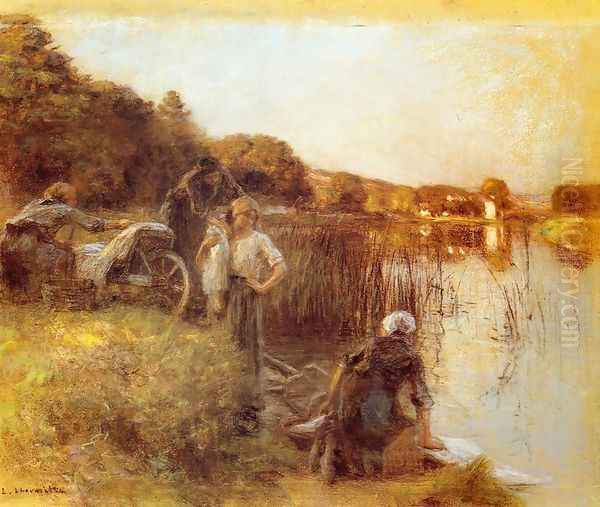 Washerwomen on the Banks of the Marne I Oil Painting by Leon Augustin Lhermitte