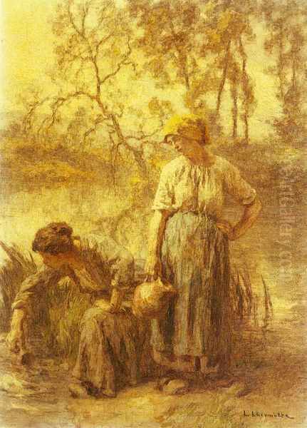 Puiseuses d'eau Oil Painting by Leon Augustin Lhermitte