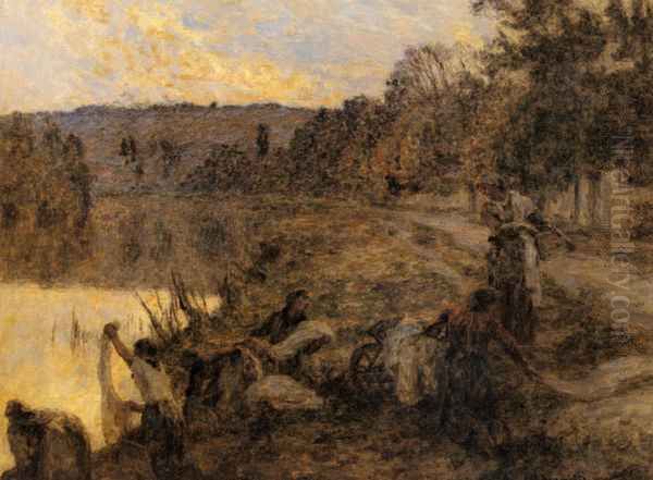 Laveuses Au Soir Oil Painting by Leon Augustin Lhermitte