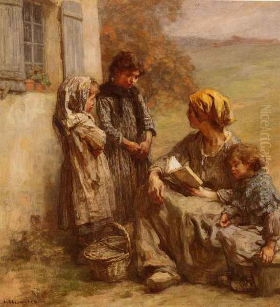 La Lecture (Reading time) Oil Painting by Leon Augustin Lhermitte