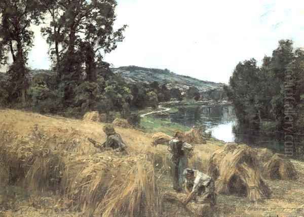 La Moisson pres de la Marne (The Harvest by the Marne) Oil Painting by Leon Augustin Lhermitte