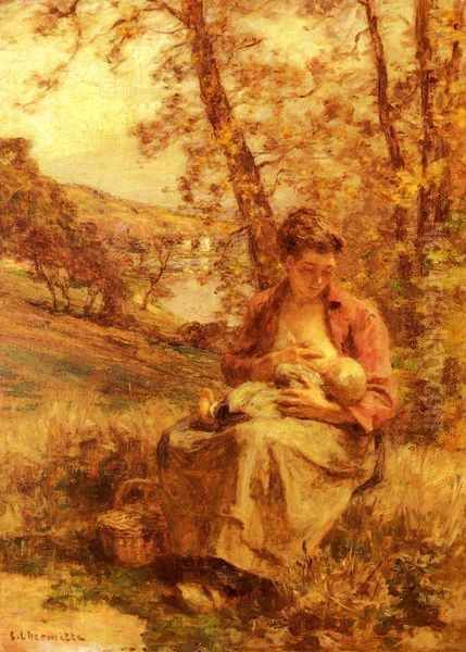 Jeune Mère (Young Mother) Oil Painting by Leon Augustin Lhermitte