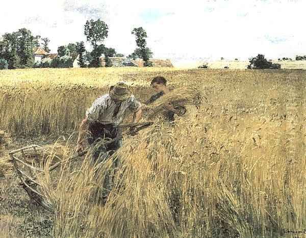 La Moisson au Ru Chailly (The Harvest at Ru Chailly) Oil Painting by Leon Augustin Lhermitte