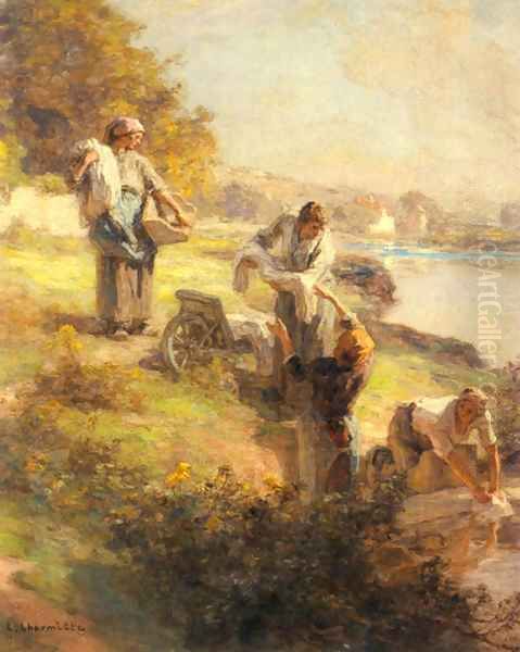 Laveuses le Matin (Washerwomen in the Morning) Oil Painting by Leon Augustin Lhermitte