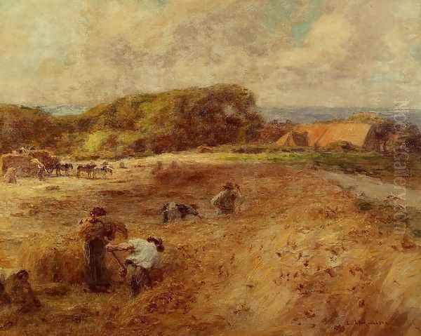 Harvesters near the Farm of Sambre Oil Painting by Leon Augustin Lhermitte