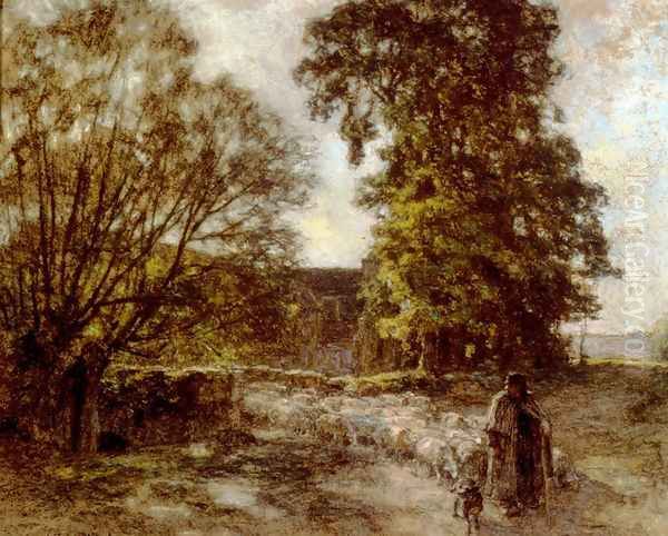 Shepherd and Sheep Oil Painting by Leon Augustin Lhermitte