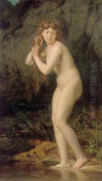 A Bathing Nude Oil Painting by Jules Joseph Lefebvre