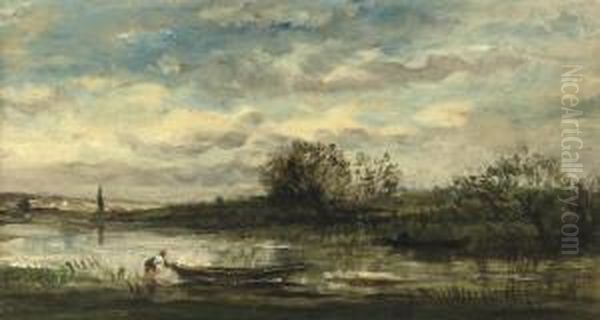 Paysage Oil Painting by Charles-Francois Daubigny