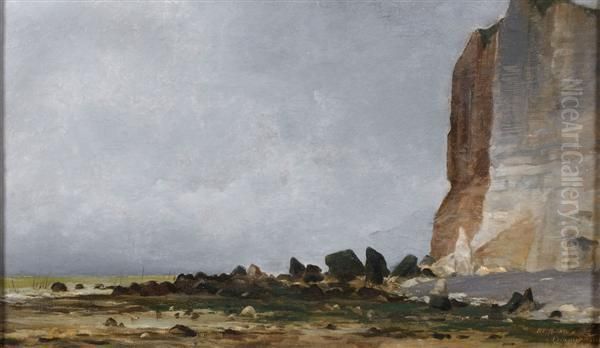 La Cote Rocheuse A Fecamp Oil Painting by Charles-Francois Daubigny