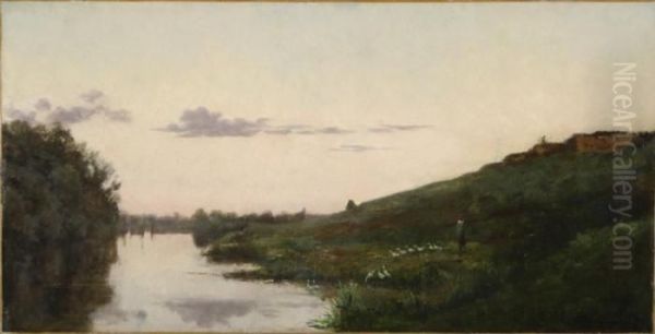 L'aube Oil Painting by Charles-Francois Daubigny