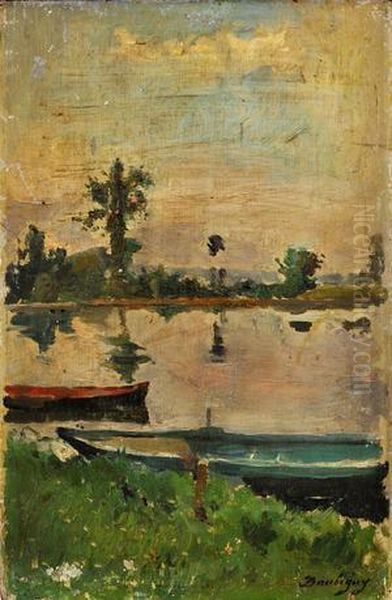 Clnky Pri Vode Oil Painting by Charles-Francois Daubigny