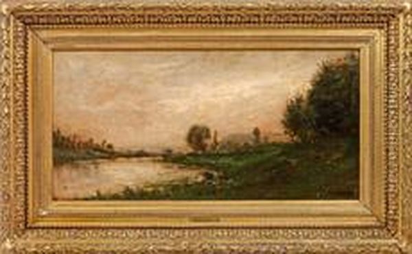 Abendstimmung Amfluss Oil Painting by Charles-Francois Daubigny