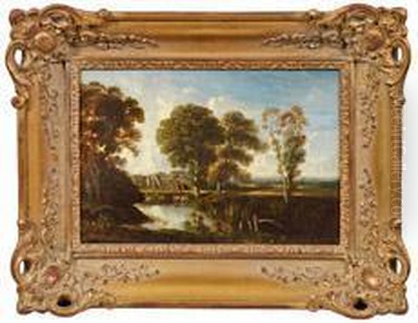 Flusslandschaft Beisonnenuntergang Oil Painting by Charles-Francois Daubigny