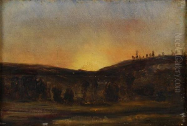 Crepuscule Oil Painting by Charles-Francois Daubigny