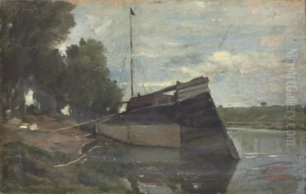 Auvers, Peniche Sur L'oise Oil Painting by Charles-Francois Daubigny