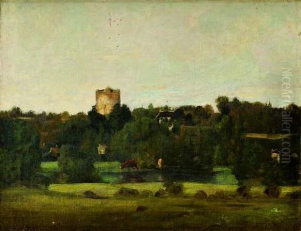 Paysage A La Tour Oil Painting by Charles-Francois Daubigny