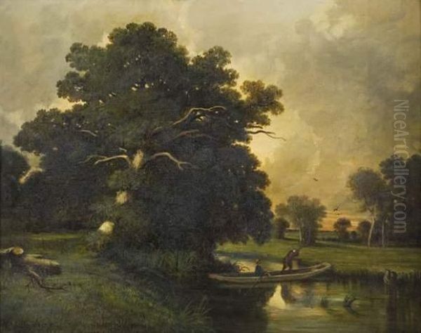 La Chasse Au Gibier D'eau. Oil Painting by Charles-Francois Daubigny